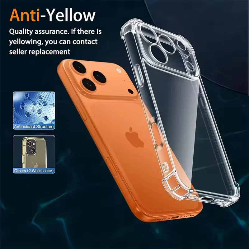 Air-Bag Shockproof Silicone Clear Case For iPhone 17 Air 16 15 14 11 12 13 Pro Max Mini XS XR 15 16 Plus Transparant Back Cover