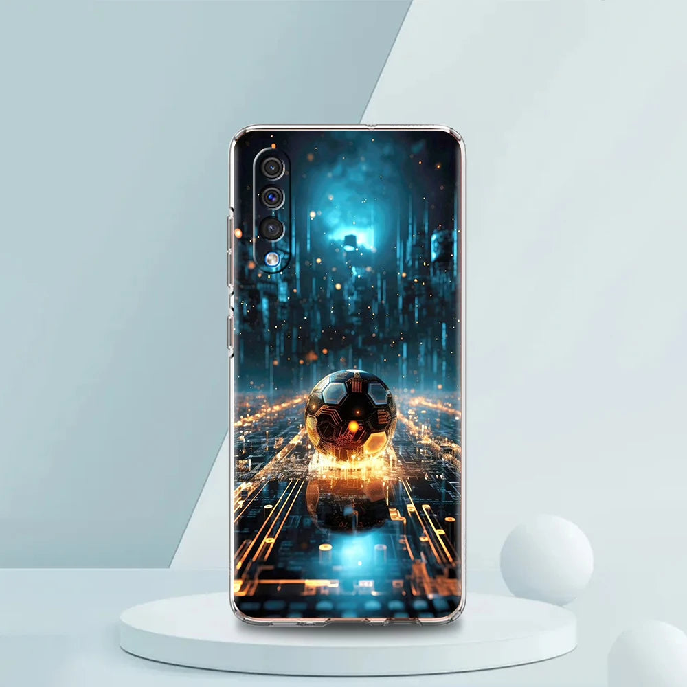 Transparent Phone Case for Samsung Galaxy A16 A14 A12 A22 A24 A42 A06 A20 A30 A40 Soft TPU Cover Football Footy Soccer Pattern