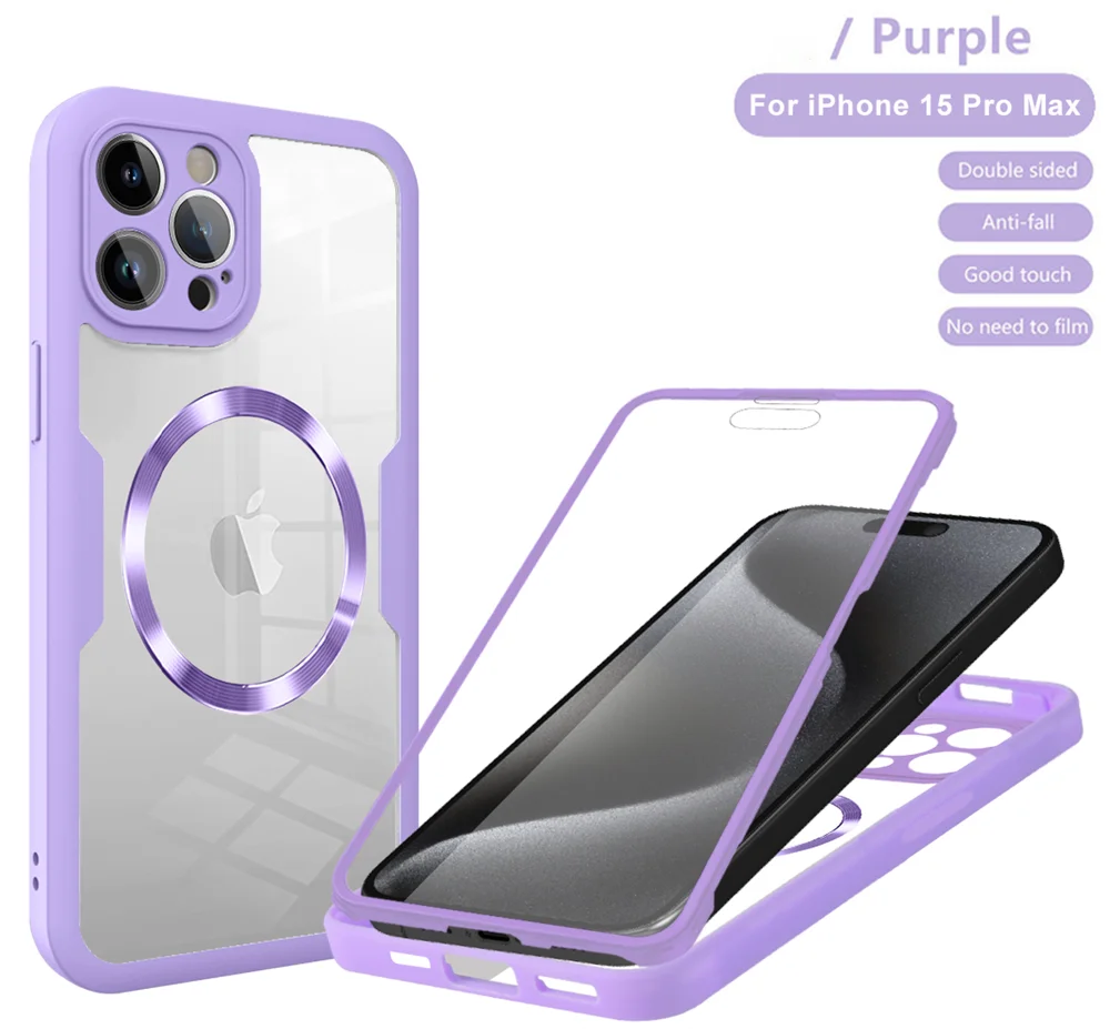 360 Full Body Transparent Magnetic For Magsafe Phone Case For iPhone 16 15 11 12 13 14 Pro Max 15 Plus Wireless Charging Cover