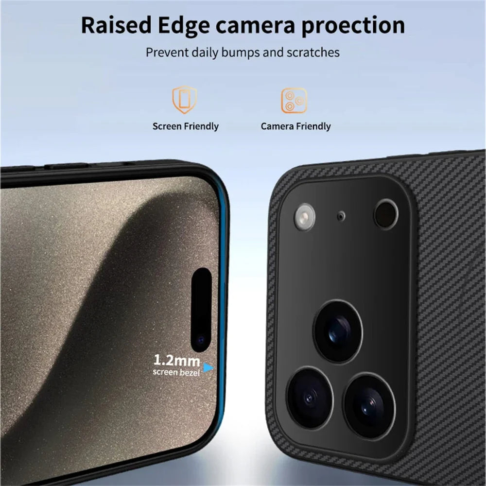 Luxury Ultra Thin Carbon Fbier Magnetic Leather Case for iPhone 17 16 15 14 13 Pro Max 17Air 16E Magsafe Wireless Charging Cover