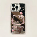 Cute Cartoon Sanrio Y2K Hello Kitty Silver Plating Phone Case For iPhone 16 15 14 13 12 11 Pro Max Cases Mirror Surface  Cover