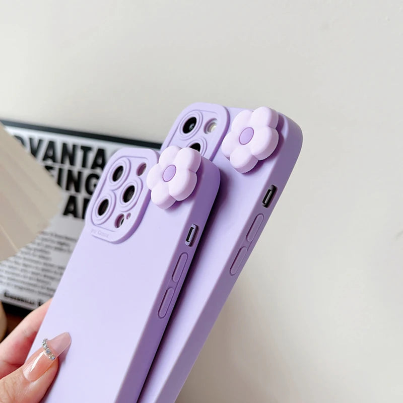 Cute Luxury Flower Holder Case for Samsung Galaxy Note 8 9 10 20 Ultra S8 Plus S9+ S10 Plus S20 S21 Soft Lavender Stand Cover