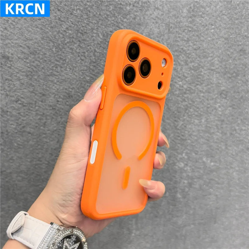 Magnetic Full Lens Protection Matte Translucent Case For iPhone 17 16Pro 17Pro 17Pro Max Touch Camera Button For Magsafe Cover