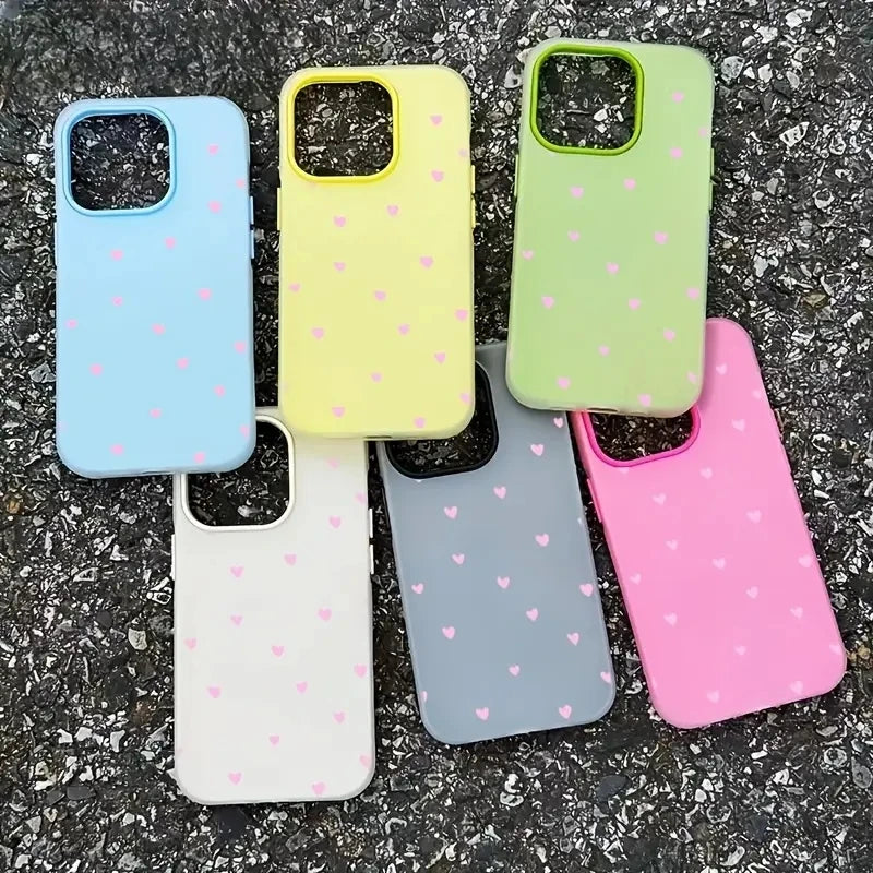 Small Fresh Pink Heart Jelly Color Phone Case For iPhone 17 16 11 12 13 14 15 Pro Max Air Cases For iPhone 16 15 14 Plus Cover