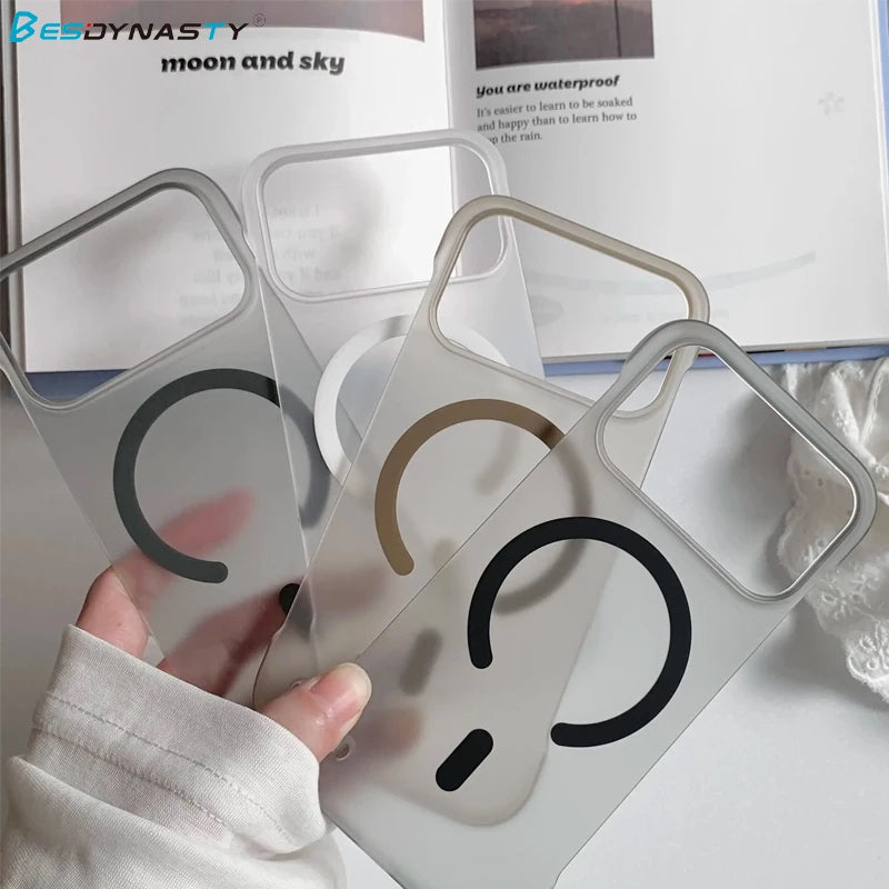 Frosted Hard Frameless Magnetic For Magsafe Case For iPhone 17 Air 16 15 14 Plus 13 12 11 17 Pro Max Translucent Thin Back Cover