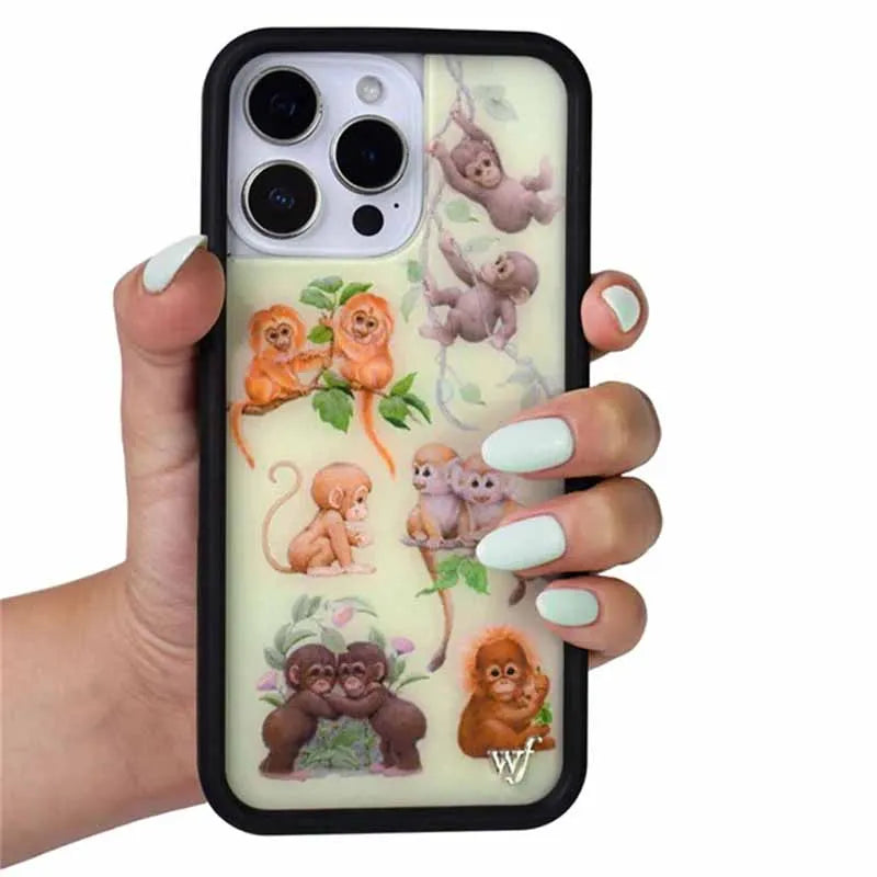 Wildflower INS Monkey Biz Phone Case for iPhone 17 16 15 14 13 12 Pro Max Plus WF Cartoon Lovely animal Tiger Shockproof Cover