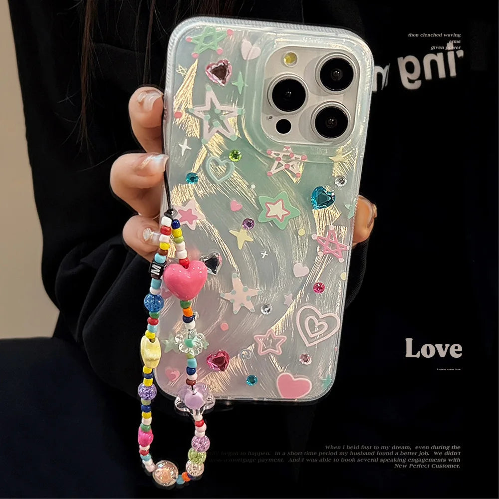 Colorful stars ins shiny Phone Case for Samsung Galaxy A37 A57 A17 A07 A56 A36 A26 A73 A55 A54 A53 A52 A34 A33 A23 A14 A13 4G 5G
