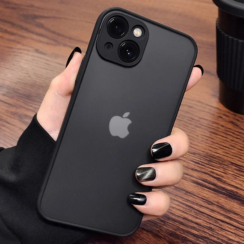 Luxury Shockproof Matte Phone Case For iPhone 15 14 13 12 11 16 17 Pro Max AIr Plus Bumper Transparent Cover