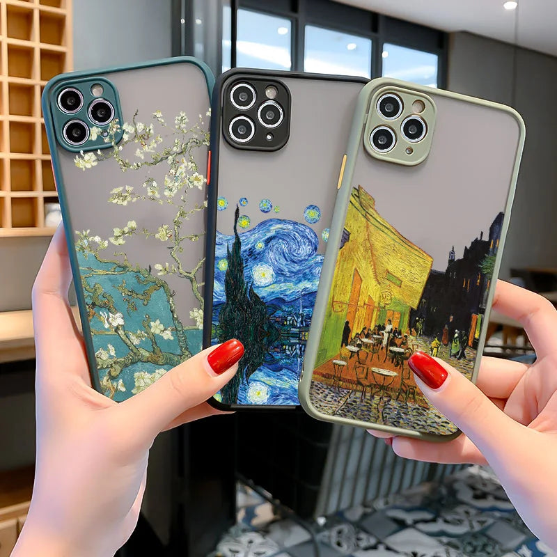 For Coque iphone 17 16 15 14 11 12 13 Pro Max Mini X XR XS 16 Plus Phone Cases Art Van Gogh Oil Painting Soft Shockproof Covers