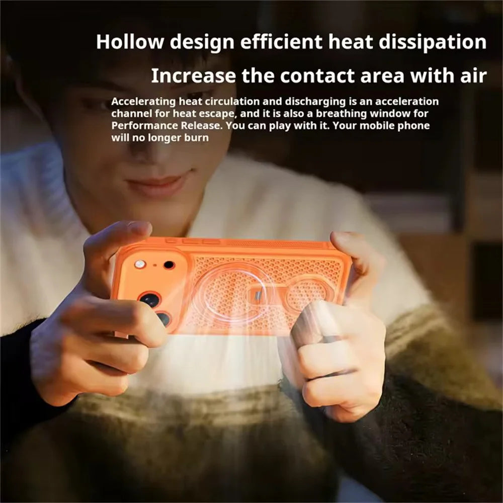 Heat Dissipation Magnetic Phone Case for iPhone 17 16 15 14 13 12 11 Pro Max 17 Air 16 Plus Ring Rotating Stand Shockproof Cover