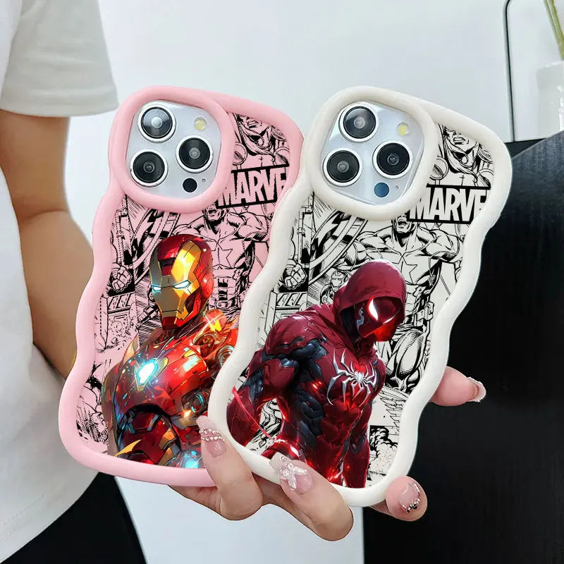 Iron Spider Man Captain America Candy Color Phone Case For iPhone 17 Air 16 15 14 Plus 13 12 Mini 11 Pro Max 17E 16E Soft Cover