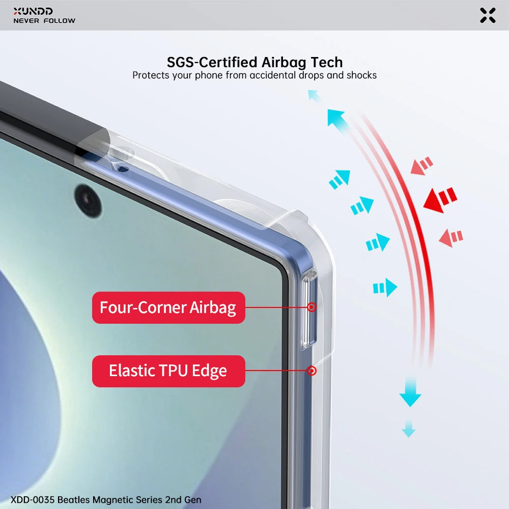 XUNDD For Samsung Galaxy Z Fold 8 Ultra Case Shockproof Airbag Cover with Magnetic Stand Kickstand PC+TPU Clear Funda Capinha