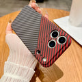 Slim Carbon Fiber Kevlar Texture Hard Plastic Phone Case For iPhone 17 Air 16 15 14 13 12 11 Pro Max Plus Shockproof Armor Cover
