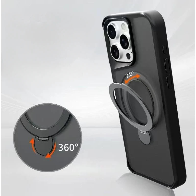 Luxury magnetic MagSafe 360-degree rotating stand phone case for iPhone15 13 14 12 16ProMax foldable stand shockproof back cover