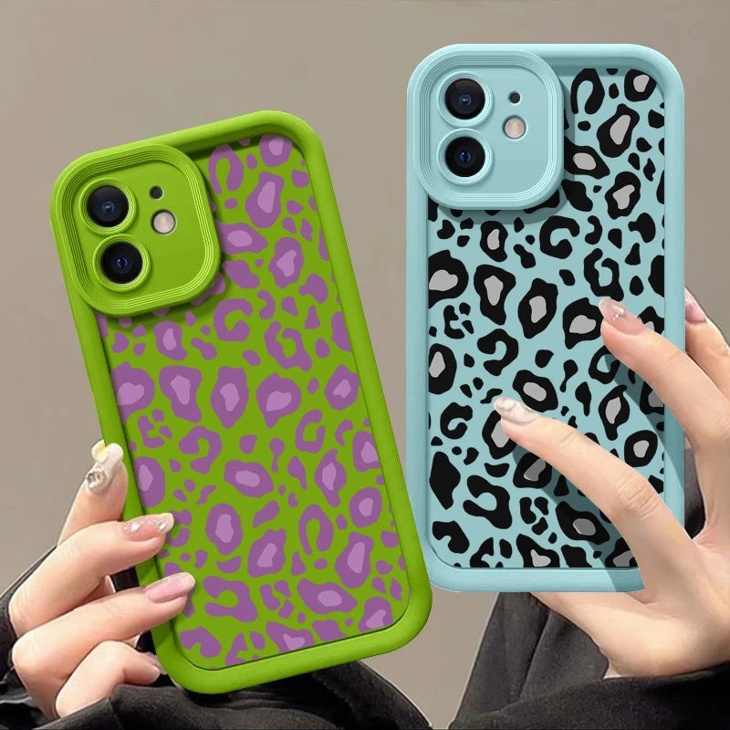 Leopard Patterned Case For iPhone 16 Pro Max Shockproof Bumper Phone Cover Coque For iPhone 14 15 Pro Max 13 12 11 16e 17 Air