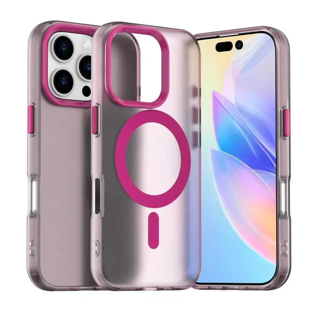 Matte Candy Magnetic Wireless Charging Transparent Case for iPhone 16 14 13 12 11 15 Pro Max Plus For Magsafe Shockproof Cover
