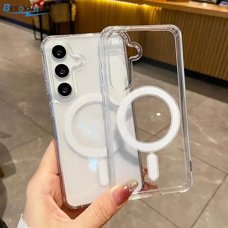 For Samsung Galaxy S26 Ultra S25FE S24 FE S23 Plus Clear Soft Case For Magsafe Phone Case Magnetic Wireless Charging Cover