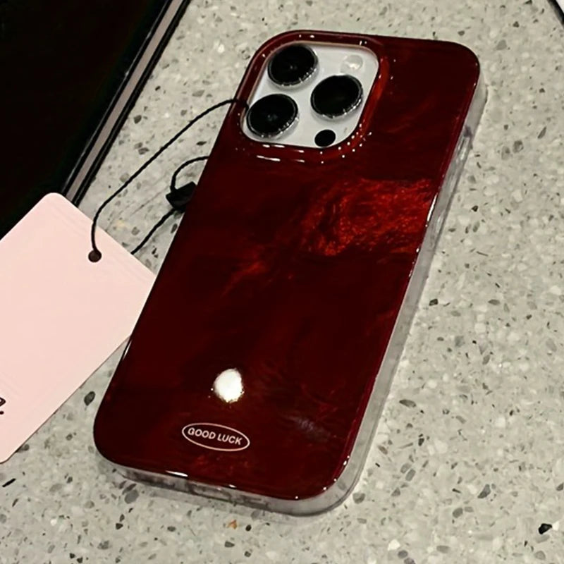 Retro Red Amber Glacier Texture Phone Case For iPhone 17 16 15 14 13 12 11 Pro Max Air Cover For iPhone XS X XR 7 8 Plus Fundas