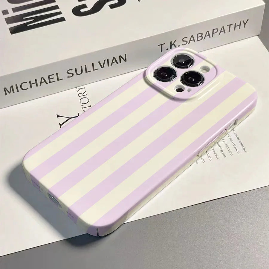 Phone Case For iPhone 17 16 15 14 13 12 11 Pro Max Air 16e 7 8 Plus XS Max X XR Purple Stripe Hard PC Bumper Cover Coque