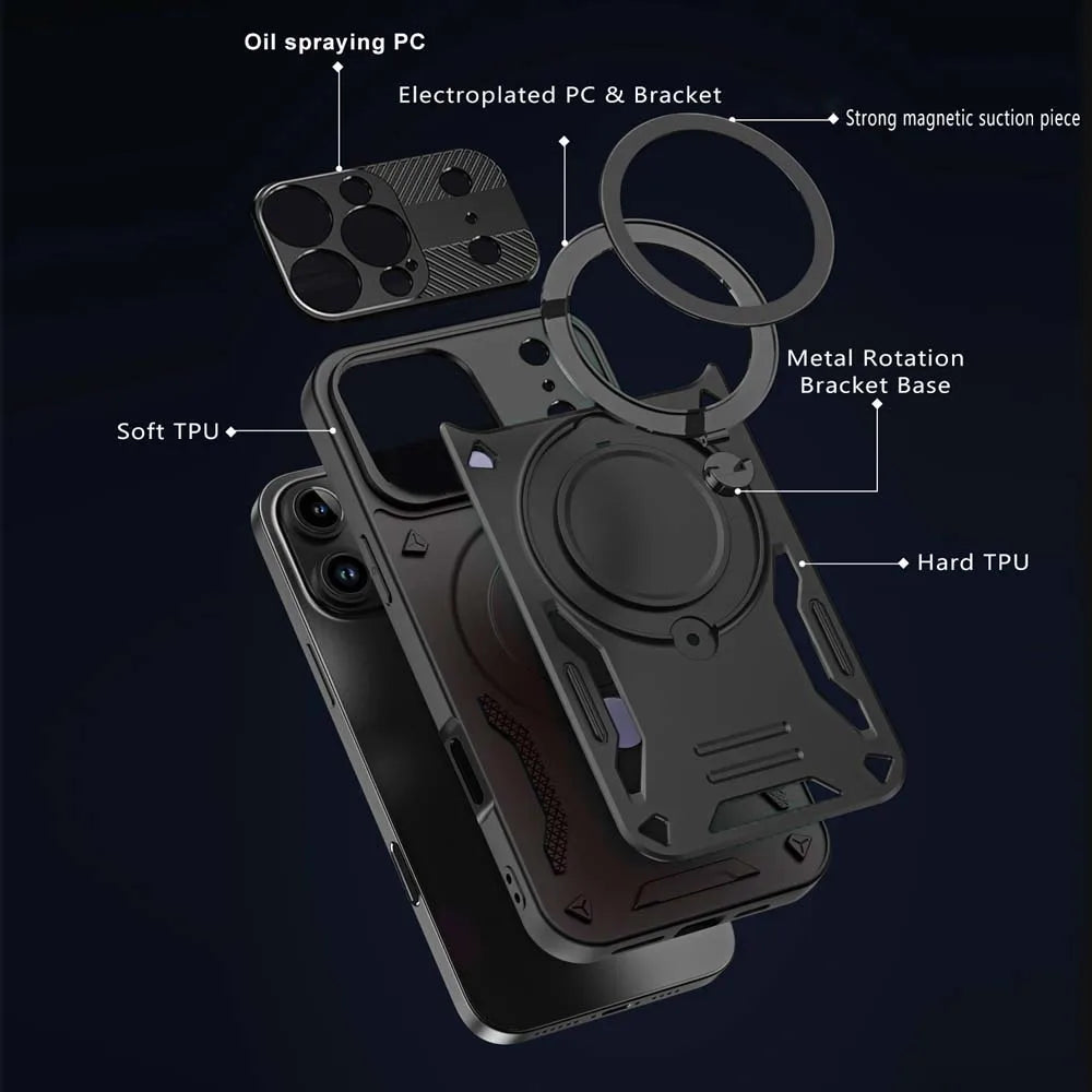 Case For iPhone 17 16 15 14 13 12 Pro Max Air 16e 16 15 14 Plus colorful Ring Bracket Magnetic Holder Cover Shockproof Armor
