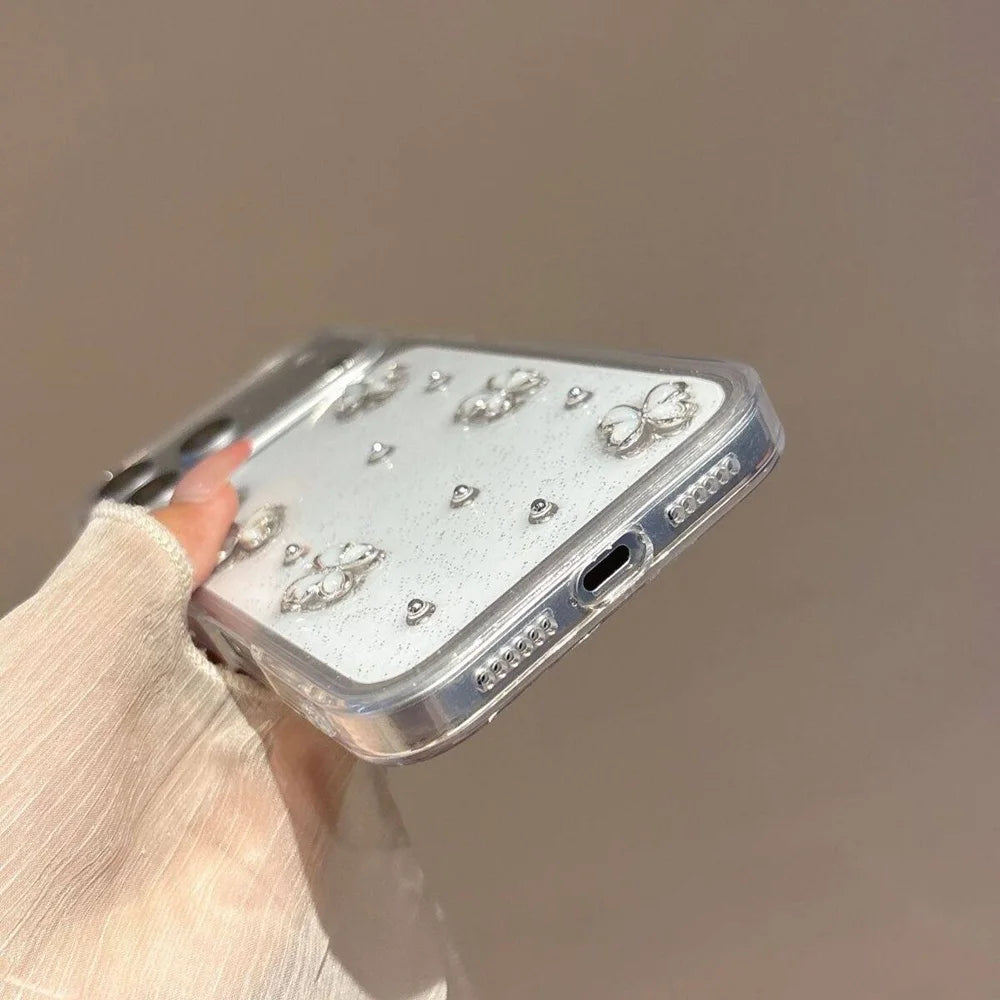Luxury 3D Butterfly Bling Glitter Clear Phone Case For iPhone 17 16 15 14 13 12 11 Pro Max Soft Shockproof Protective Cover