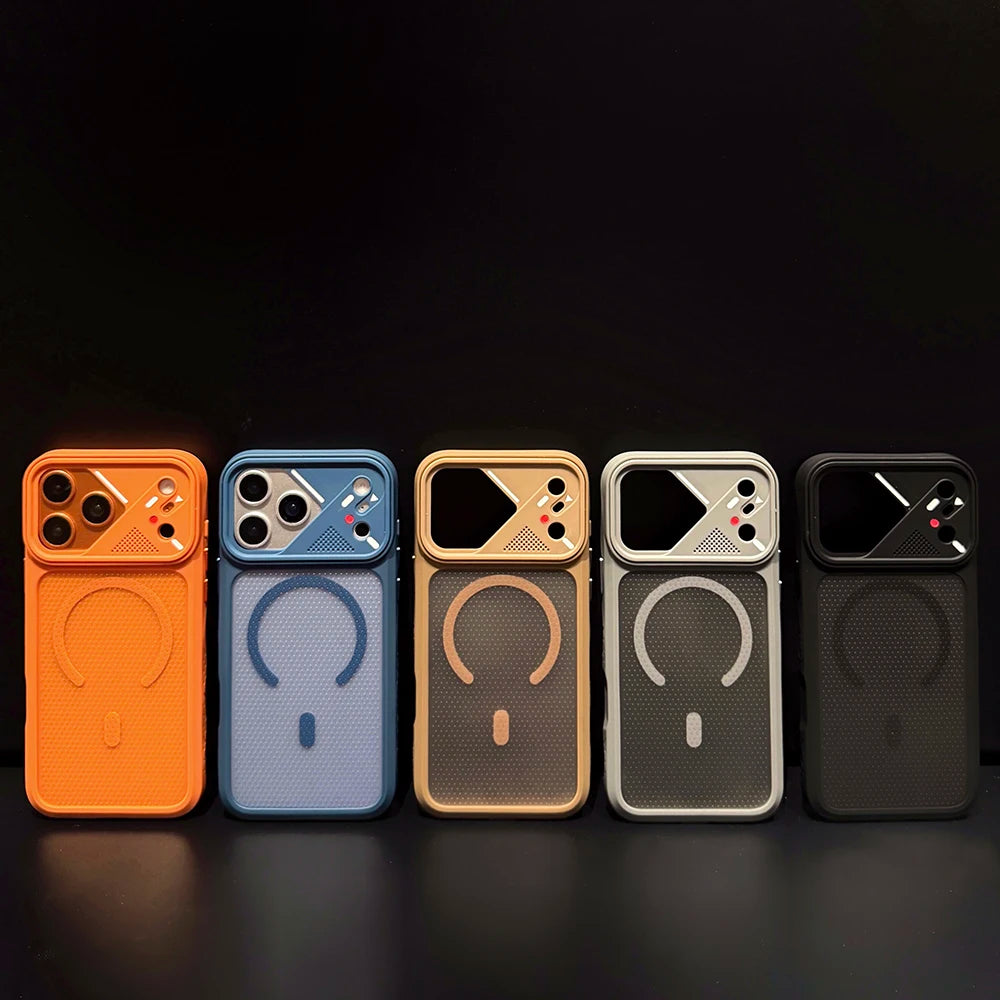Luxury Armor Magnetic Phone Case For iPhone 17 13 12 14 16 15 Pro Max Plus For Magsafe Acrylic Heat Dissipation Shockproof Cover