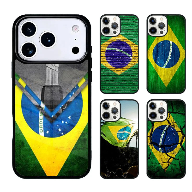 Brazil Flag Phone Case For iphone 17 Pro Max Air 16e 15 Plus 14 13 12 11 Pro Max Back Cover Coque Funda