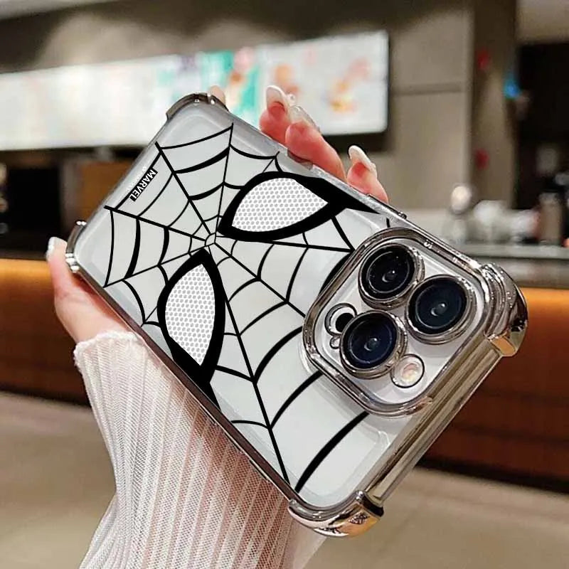 S-pider-ManS Cute For iPhone 17 AIR 16E 16 15 14 13 12 11 XS Pro Max mini Plus Plating Anti-Fall Cool Phone Case