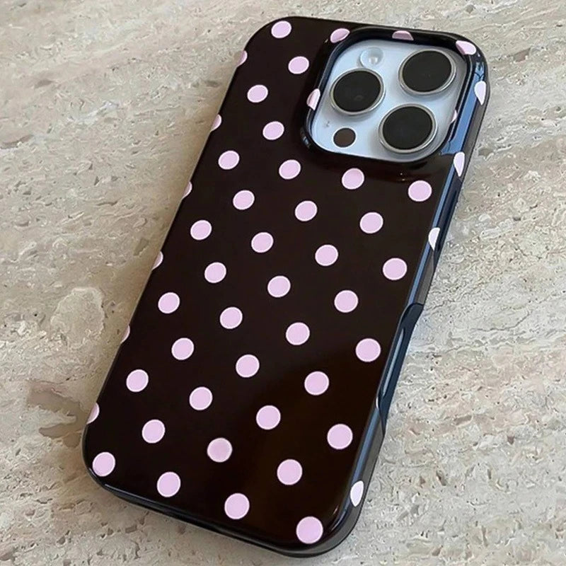 Jelly black polka dot TPU phone case suitable for iPhone 17 16 15 14 13 12 11 Pro/Max/Plus anti drop and shockproof back cover
