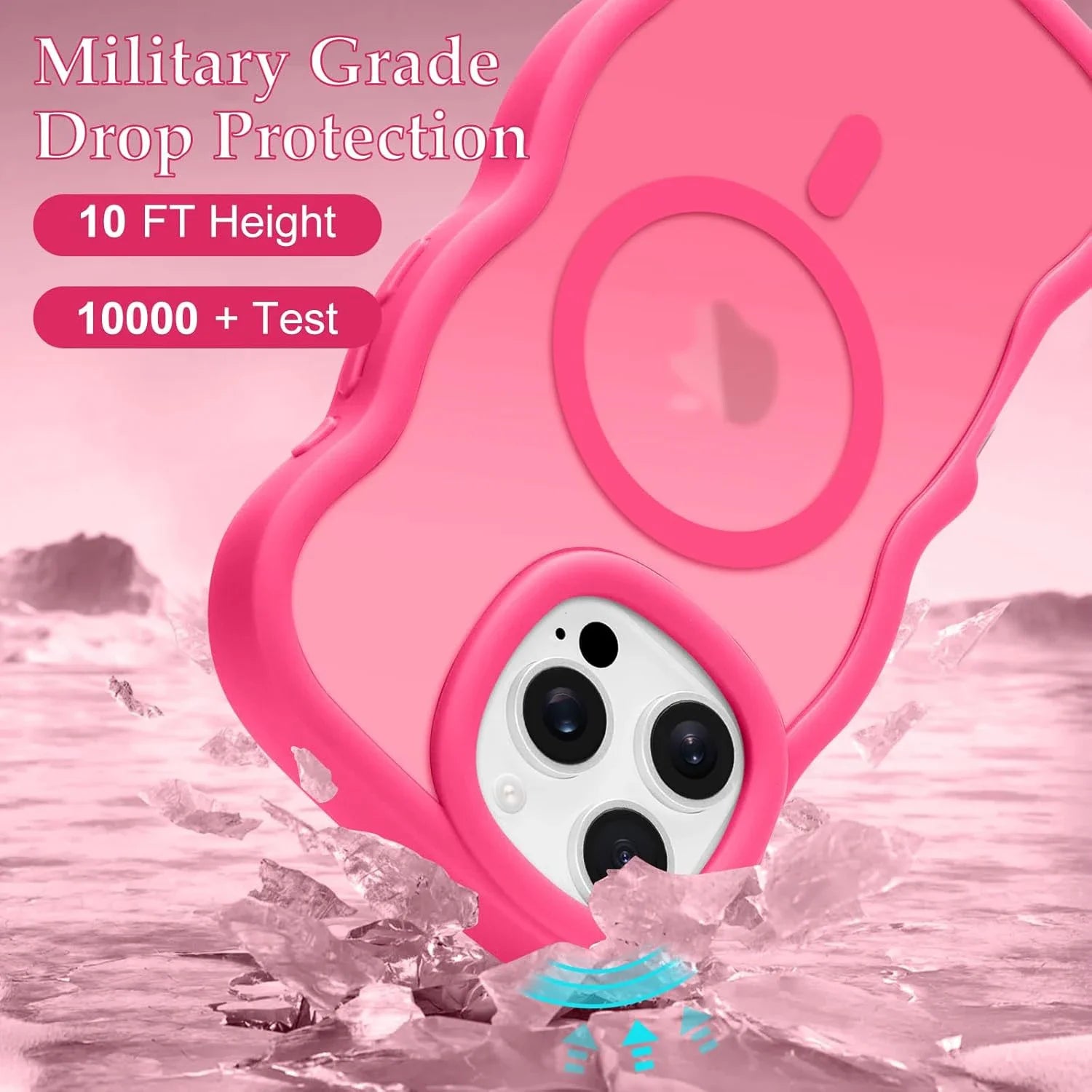 Luxury Wavy Frame translucent Magnetic Wireless Charge Shockproof Case For iPhone 17 16E 16 15 14 13 12 Pro Max Plus 17Air Cover