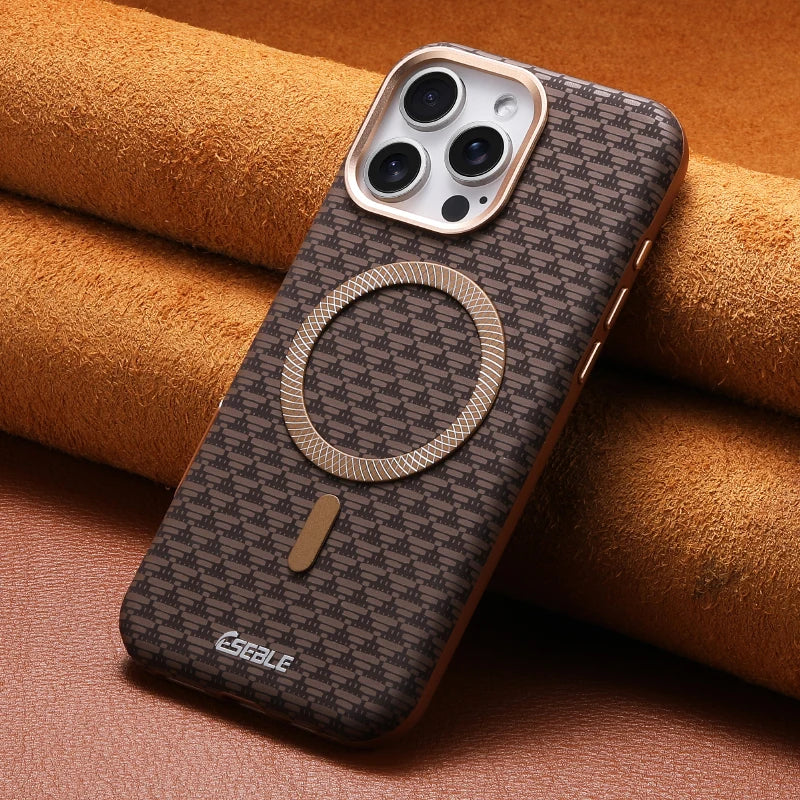For Magsafe Magnetic Luxury Solid Color Triangle Pattern Phone Case for iPhone 17 Pro Max 15 13 14 16 Pro Max Bumper Back Cover
