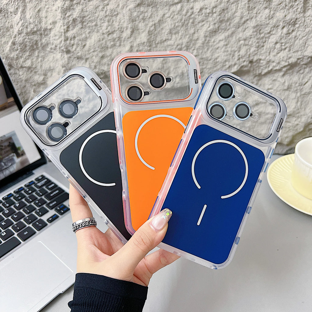 Camera Lens Protector Phone Case For iPhone 17 Pro Max 17 Pro 16 15 14 13 12 For Magsafe Camera Stand Magnetic Shockproof Cove