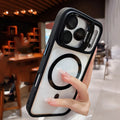 Luxury for Magsafe Magnetic attraction Bracket Case for IPhone 17 16 15 13 12 Pro Max Lens Holder Protection Clear Cover