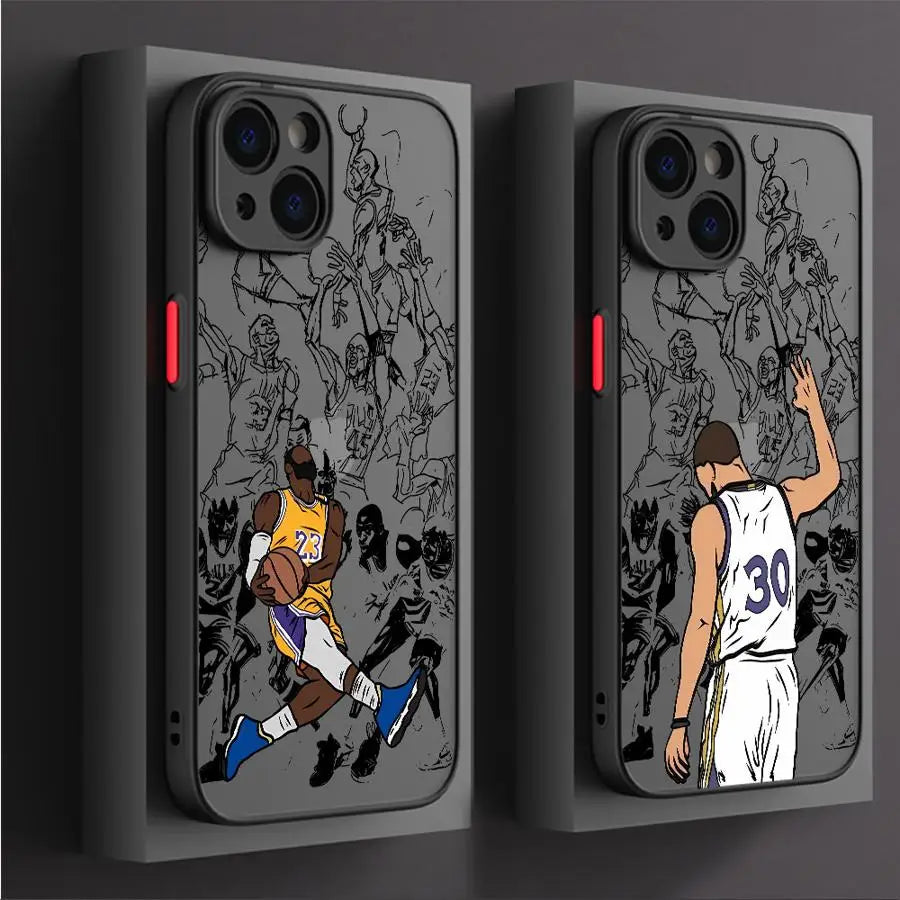 Cute Basketball Star Phone Case For iPhone 16 17 Air 15 11 12 13 14 Pro Max Mini X XR XS Max 7 8 Plus Matte Back Cover