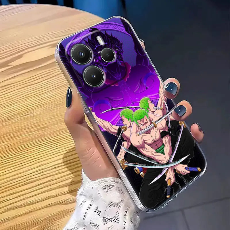 Anime Ones P-Piece Zoro Case For Xiaomi Redmi Note 15 14 13 12 11 10 Pro Plus 5G Cover For Redmi 15C 15 14C 13C Clear Phone Case