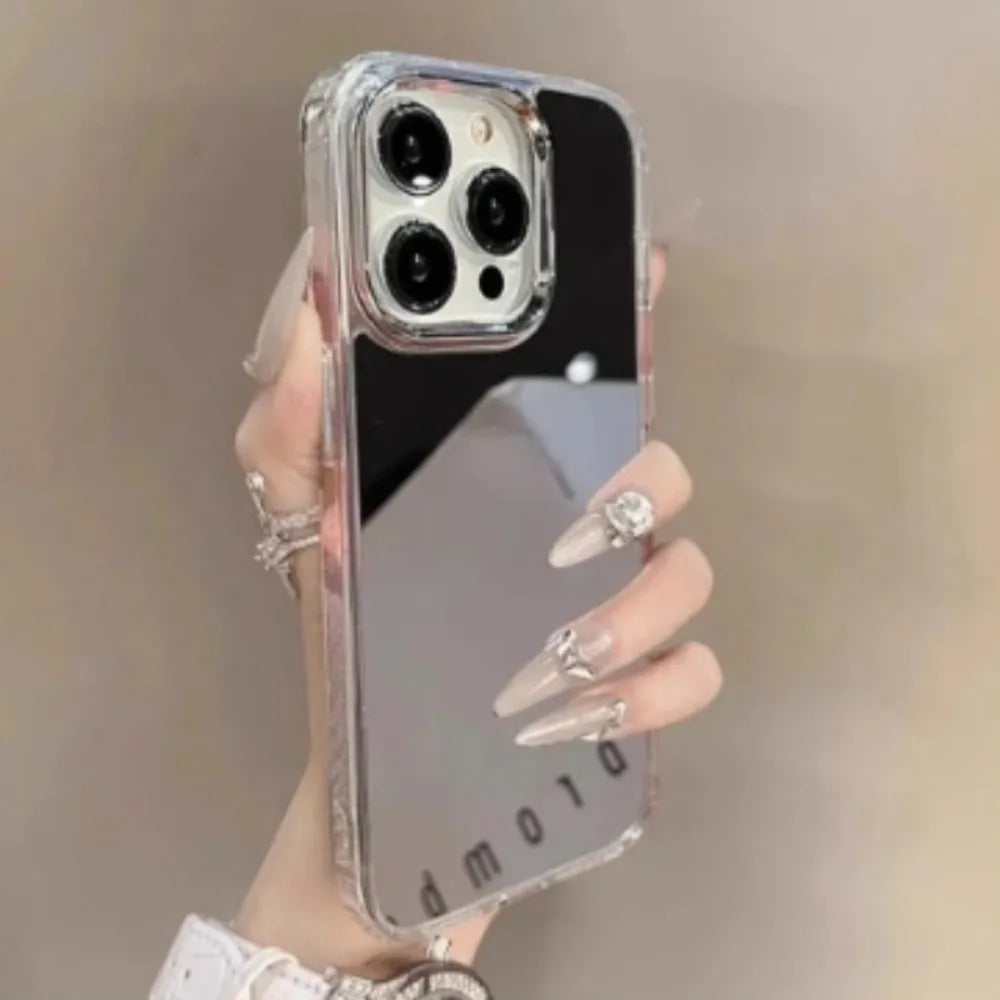 Luxury Plating Make Up Mirror Phone Case For iPhone 17 Air 11 12 13 14 15 16 Pro Max Mini XS Plus Hard Acrylic Shockproof Cover