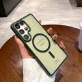 Luxury Metal Lens Camera Protective Matte Translucent Case For Samsung Galaxy S25 S24 S23 Plus Ultra Magnetic for Magsafe Cover