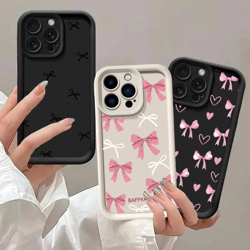 Luxury Pink Cartoon Bow Tie Case For Xiaomi Redmi 15C 15 14C 13C 12C A5 Note 12 13 14 15 Pro Plus 5G 4G 11 11S Protection Cover