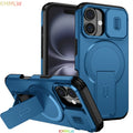 Lens Protect Camera Phone Case for iPhone 16 15 14 13 12 11 Pro Max Plus 16e Magnetic Kickstand Cover