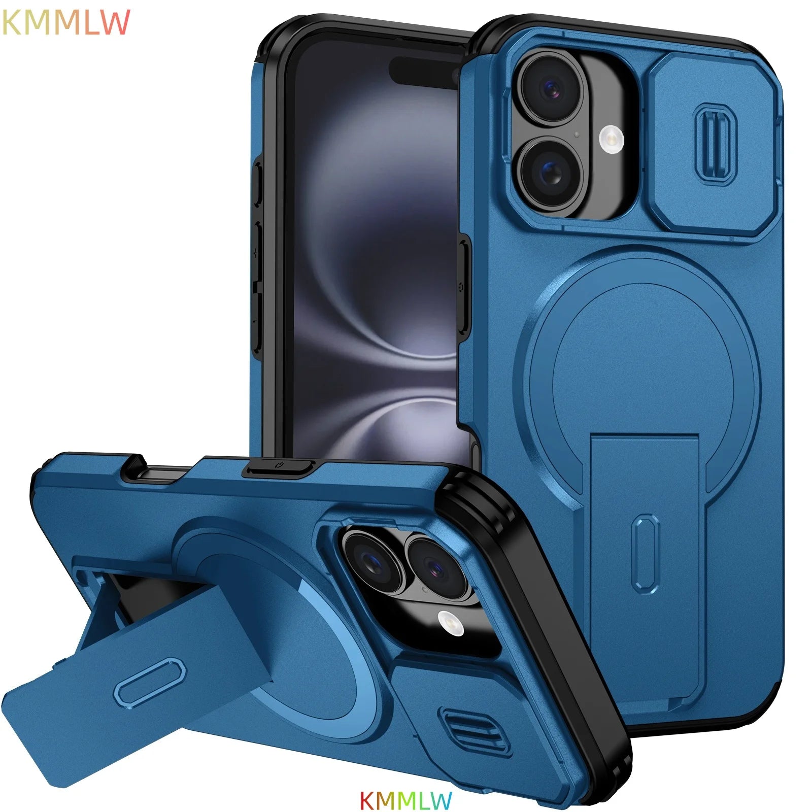 Lens Protect Camera Phone Case for iPhone 16 15 14 13 12 11 Pro Max Plus 16e Magnetic Kickstand Cover