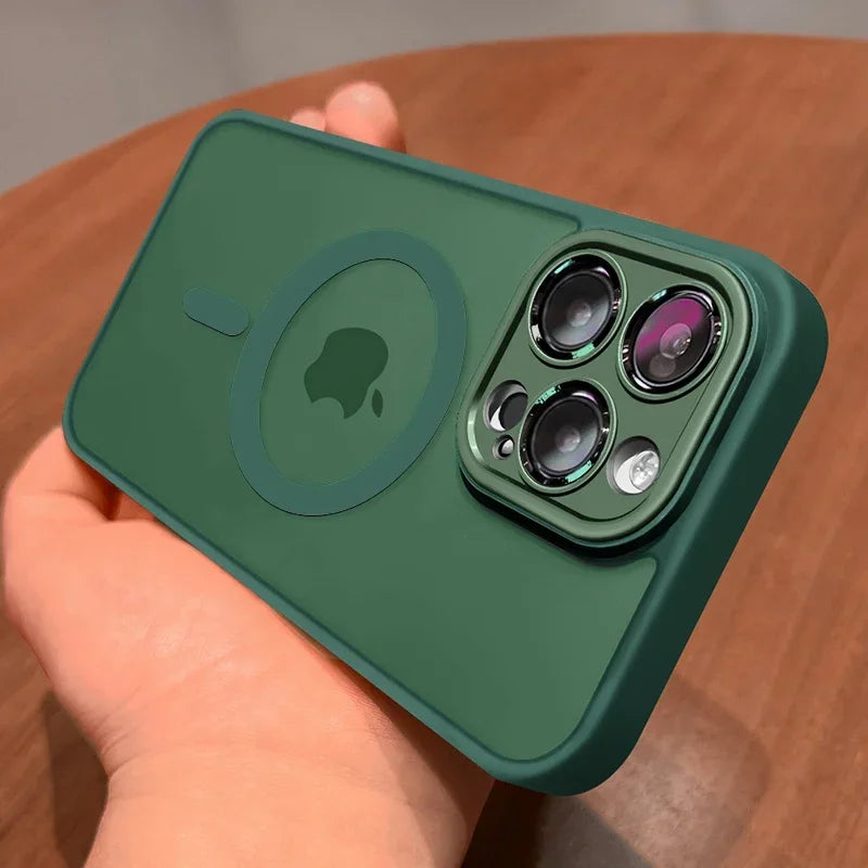Matte Translucent Phone Case For iPhone 17 Air 16 14 13 12 11 Pro Max 15 Plus Magsafe Magnetic Wireless Charge Cover Funda Coque