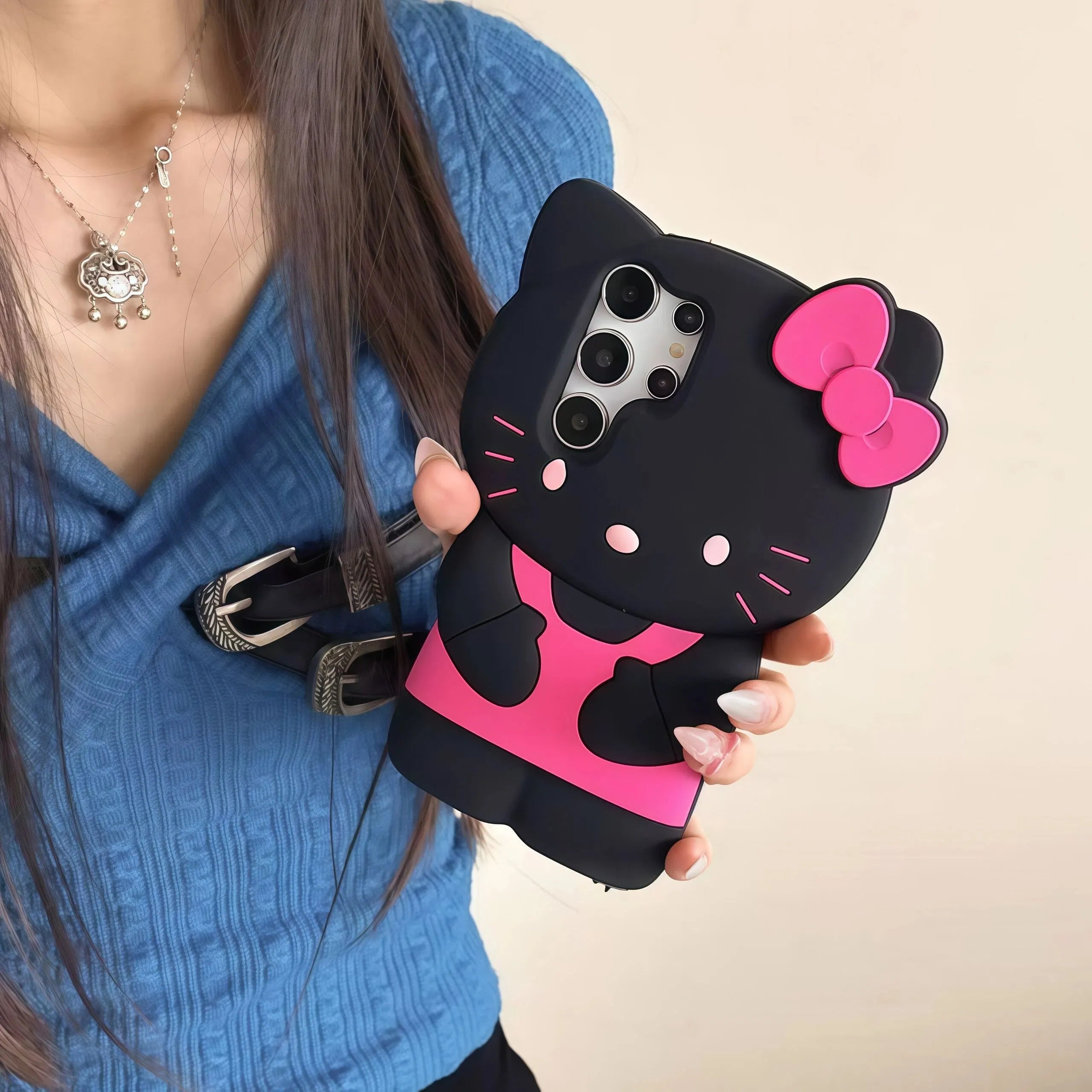 Kawaii Hello Kittty Phone Case For Samsung Galaxy S25 S24 S23 S22 Ultra Plus S20 S21 S23 FE A54 A55 A36 A16 A15 Silicone Cover
