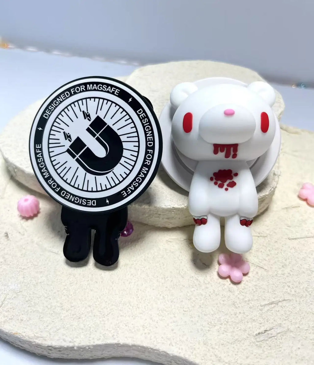 Gothic Bear Phone Grip&Stand–Unique Bloody Design,360° Rotatable,Stylish Accessory for All Phones, Add Edgy Charm to Your Device