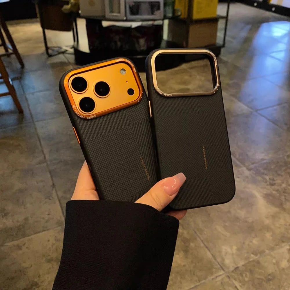 Matte Carbon Fiber Texture Magnetic Case For iPhone 17 16 Pro Max Magnets Charging Camera Lens Shockproof Soft Edges Phone Cover