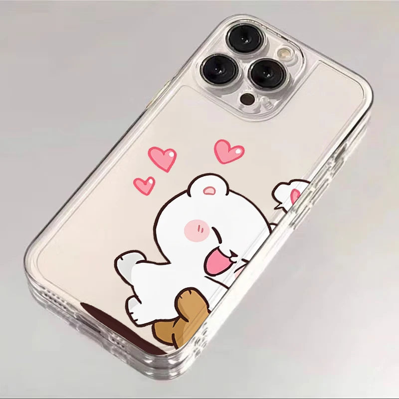 Cartoon Fun Matching Couple Case for Apple iPhone 16e 7 8 SE XR 13 12 11 Pro Max 15 14 16 Plus XS Clear Soft