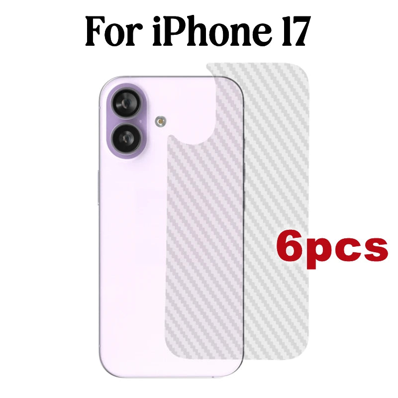 2/6Pcs for IPhone 17 Pro Max 17Air 17Pro 17PM Carbon Fiber Back Soft Film Anti-Scratch Clear Back Protective Cover For iPhone17
