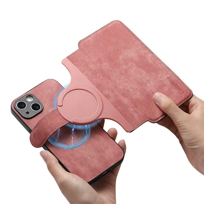 2 in 1 Magnetic Flip Leather Case for IPhone 17 Air 16 E 15 14 13 12 Pro Max Plus 17Air 16E 17Pro I17 Magsafe Card Wallet Cover