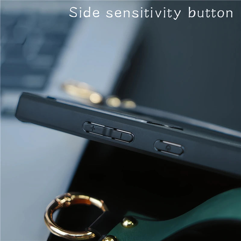 Suede Lambskin Leather Wrist Strap Phone Case For Samsung S26 Ultra S24 S23 S22 S21 Plus Shockproof Cover For Samsung S25 Ultra