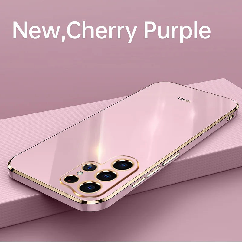 Square Plating Fashion Phone Case for Samsung Galaxy S26 S25 S24 S23 S22 S21 S20 Ultra S26Ultra 5G Soft Silicon Back Cover Shell