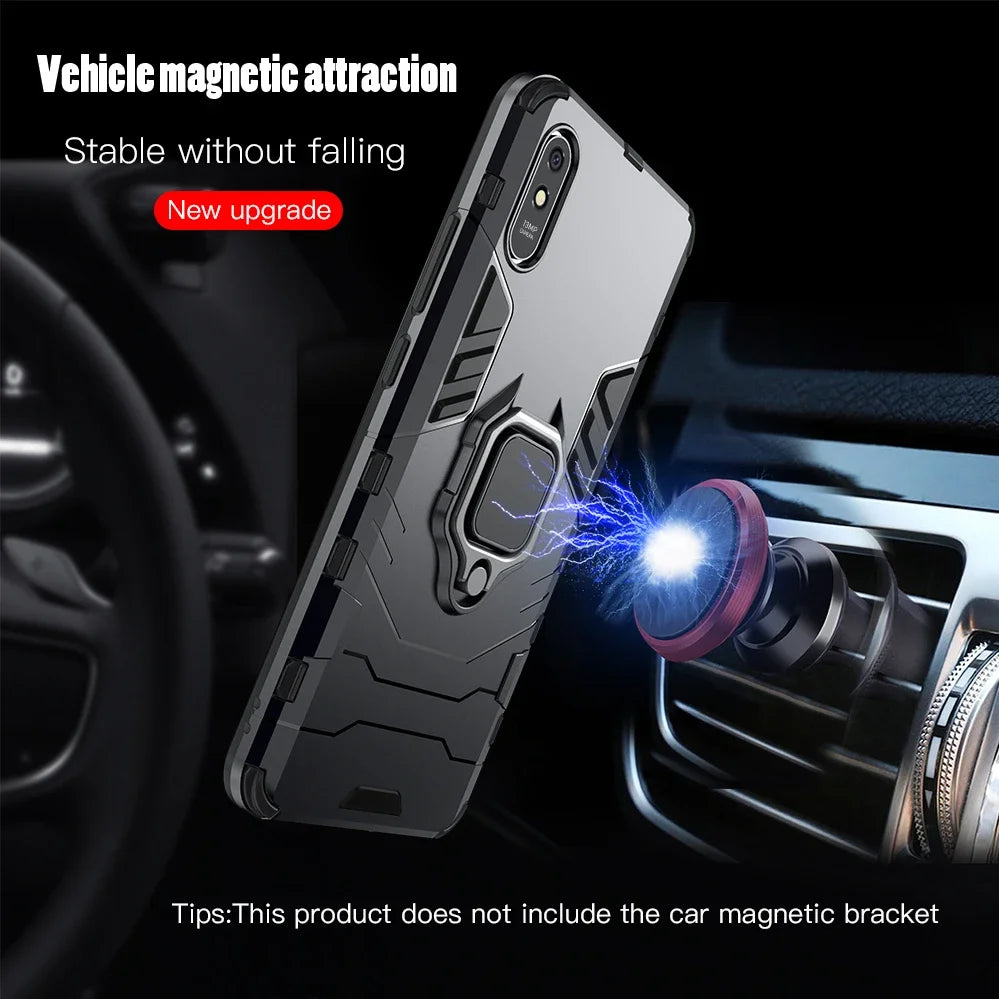 Shockproof Armor 360° Rotate Magnetic Ring Holder Case For XM POCO F7 F6 X7 X6 M6 Pro 4/5G C75 C65 PC+TPU Rugged Protect Cover